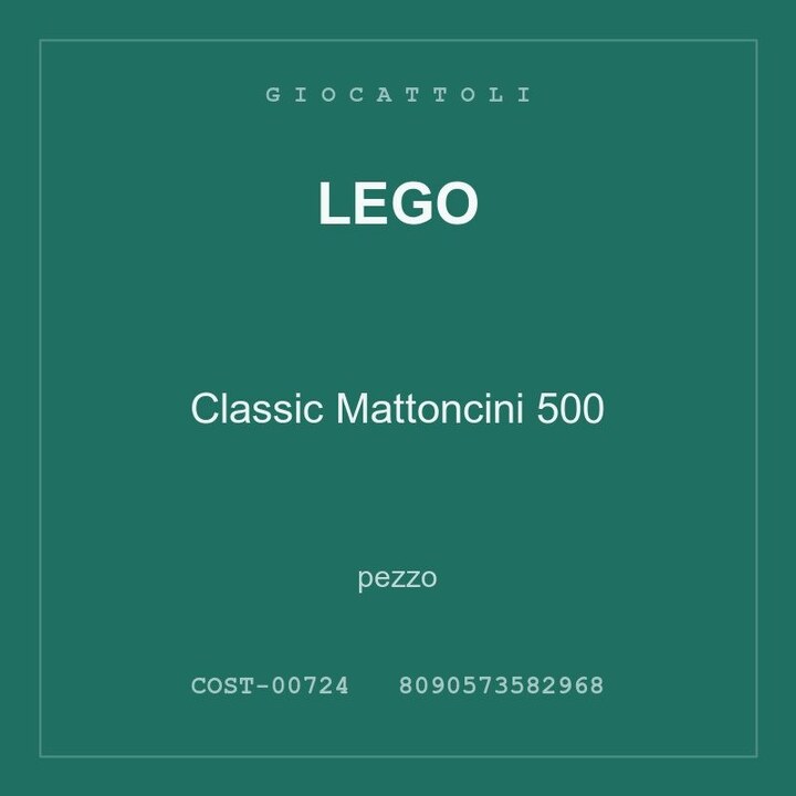 LEGO Classic Mattoncini 500 — conf. 2 pz