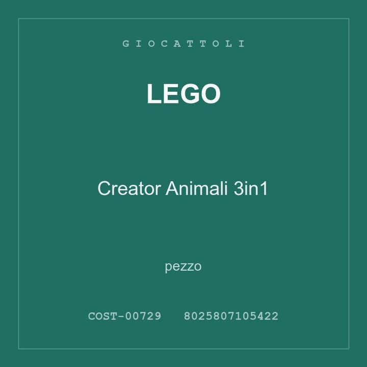 LEGO Creator Animali 3in1 — pezzo