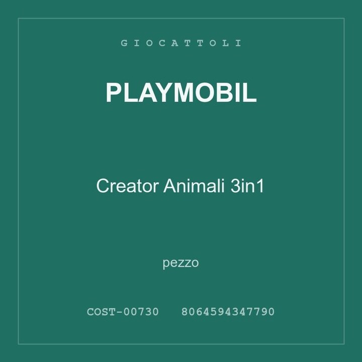 Playmobil Creator Animali 3in1 — conf. 2 pz