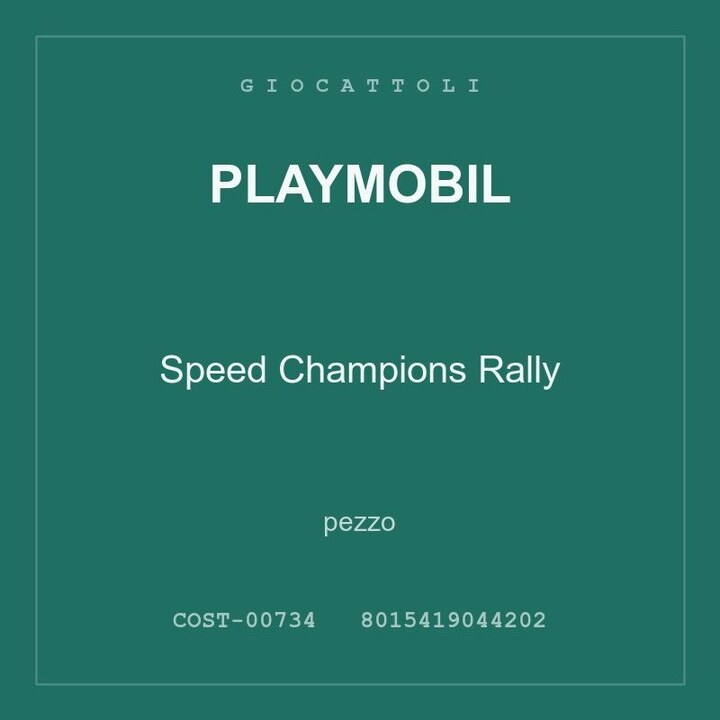 Playmobil Speed Champions Rally — conf. 2 pz