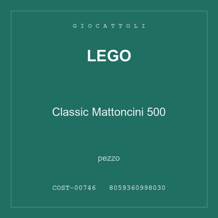 LEGO Classic Mattoncini 500 — conf. 4 pz