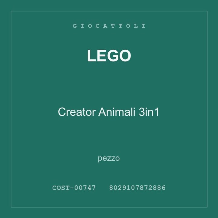 LEGO Creator Animali 3in1 — conf. 2 pz
