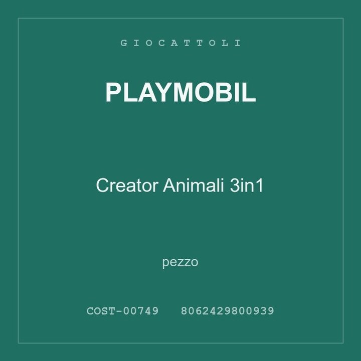 Playmobil Creator Animali 3in1 — conf. 3 pz