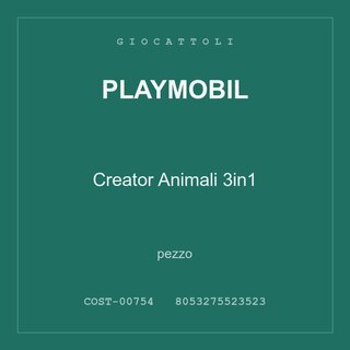 Playmobil Creator Animali 3in1 — conf. 4 pz