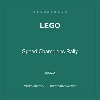 LEGO Speed Champions Rally — conf. 2 pz