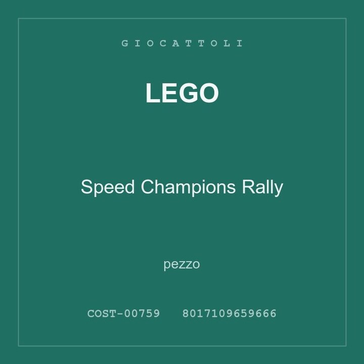 LEGO Speed Champions Rally — conf. 3 pz