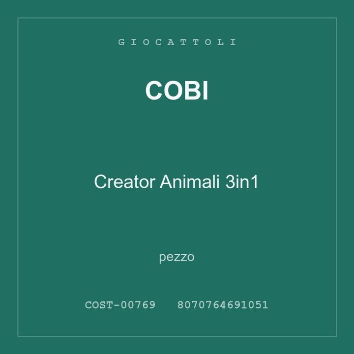 Cobi Creator Animali 3in1 — conf. 3 pz