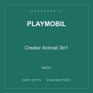 Playmobil Creator Animali 3in1 — pezzo singolo