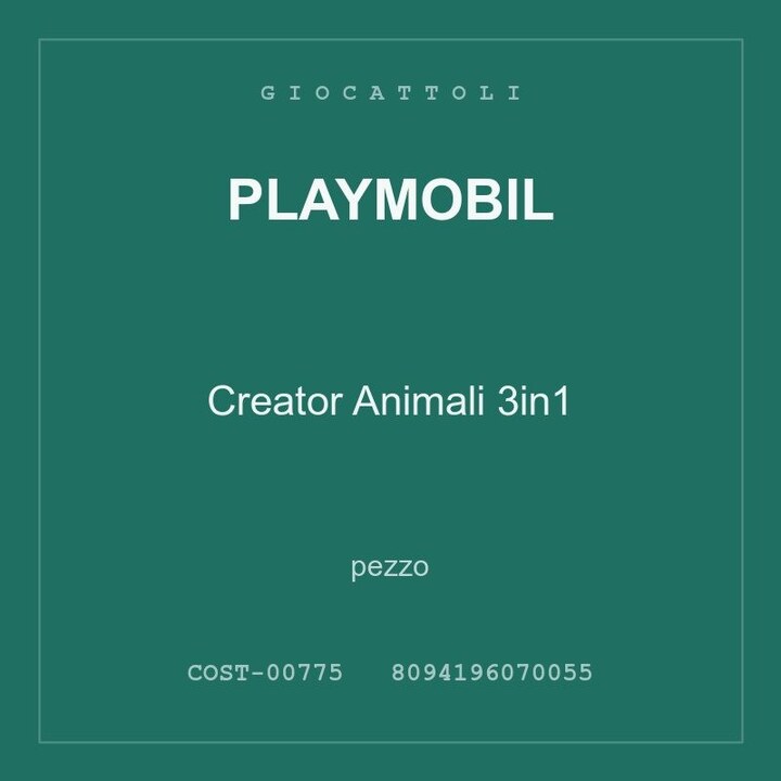 Playmobil Creator Animali 3in1 — pezzo singolo