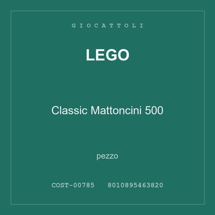 LEGO Classic Mattoncini 500 — conf. 8 pz