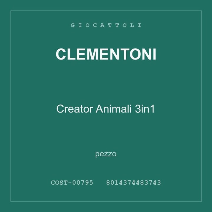 Clementoni Creator Animali 3in1 — conf. 6 pz