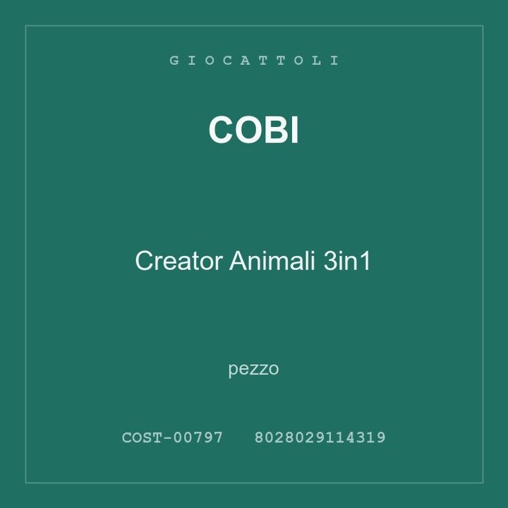 Cobi Creator Animali 3in1 — conf. 8 pz