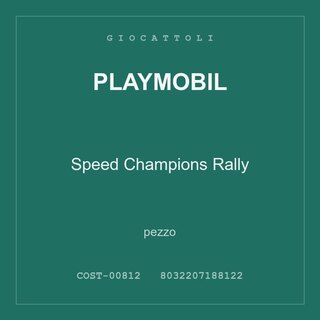 Playmobil Speed Champions Rally — conf. 6 pz