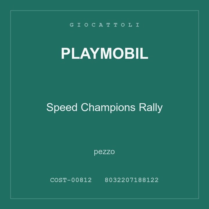 Playmobil Speed Champions Rally — conf. 6 pz