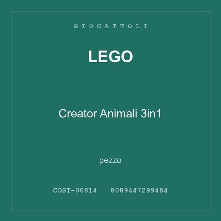 LEGO Creator Animali 3in1 — conf. 4 pz