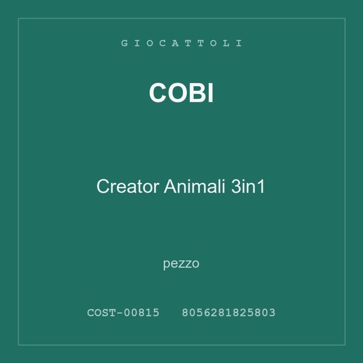 Cobi Creator Animali 3in1 — pezzo singolo