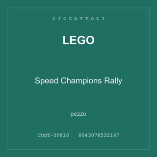 LEGO Speed Champions Rally — conf. 4 pz