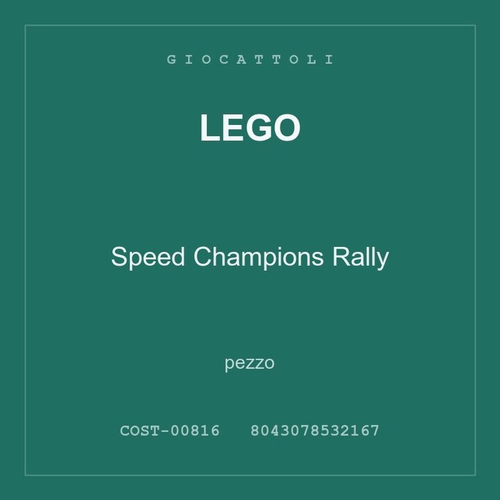 LEGO Speed Champions Rally — conf. 4 pz