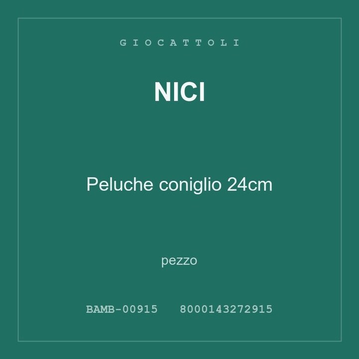 Nici Peluche coniglio 24cm — pezzo