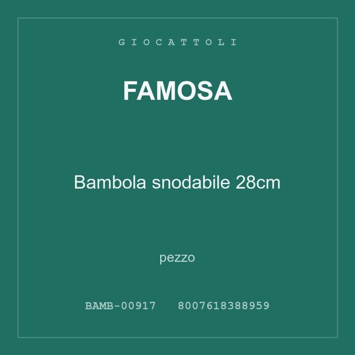 Famosa Bambola snodabile 28cm — pezzo