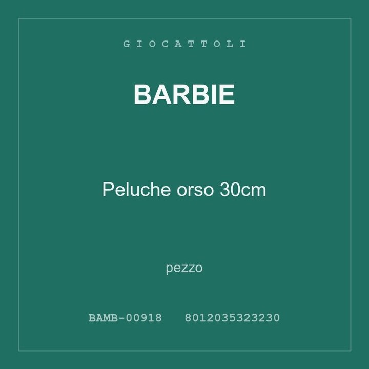 Barbie Peluche orso 30cm — pezzo