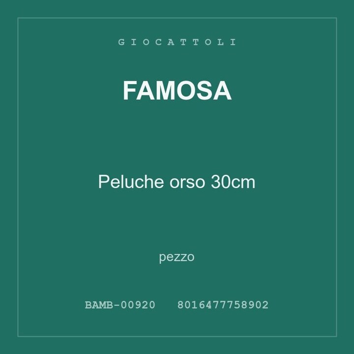 Famosa Peluche orso 30cm — pezzo