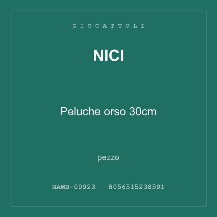 Nici Peluche orso 30cm — pezzo