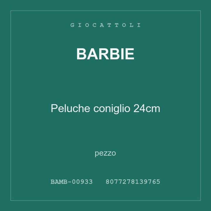 Barbie Peluche coniglio 24cm — pezzo