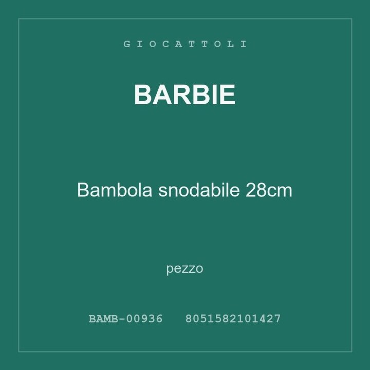 Barbie Bambola snodabile 28cm — conf. 2 pz