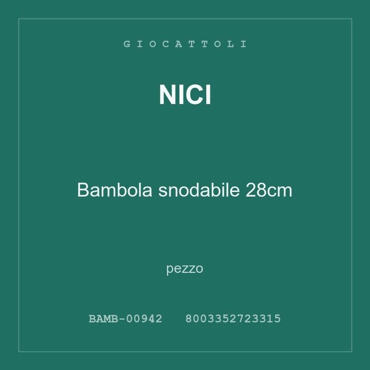 Nici Bambola snodabile 28cm — pezzo
