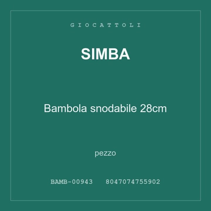 Simba Bambola snodabile 28cm — pezzo
