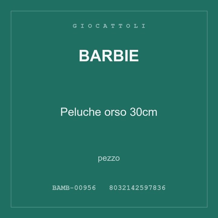 Barbie Peluche orso 30cm — conf. 3 pz