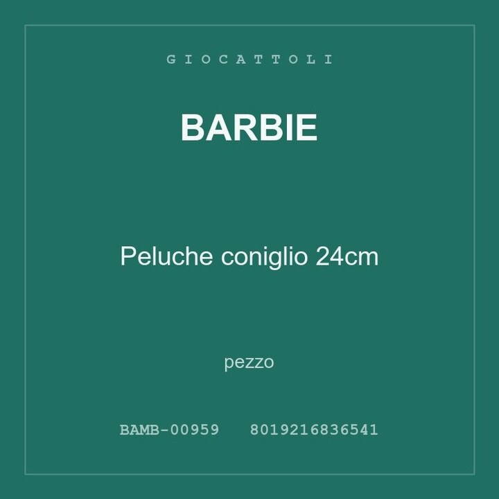 Barbie Peluche coniglio 24cm — conf. 4 pz
