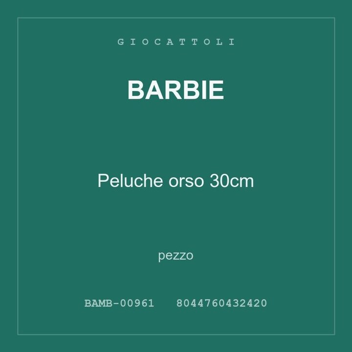 Barbie Peluche orso 30cm — conf. 4 pz