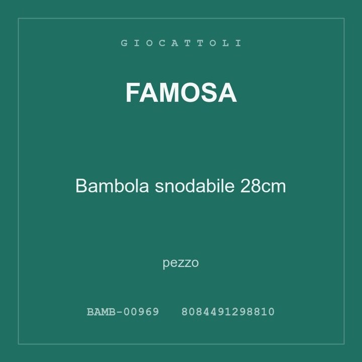 Famosa Bambola snodabile 28cm — conf. 3 pz