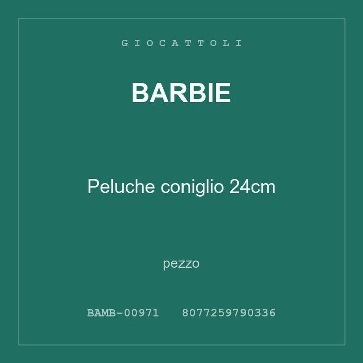 Barbie Peluche coniglio 24cm — conf. 6 pz