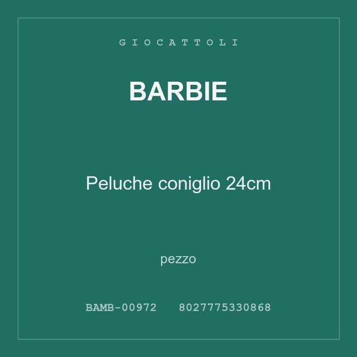 Barbie Peluche coniglio 24cm — conf. 8 pz