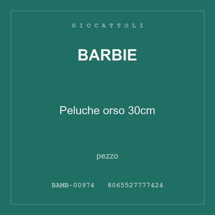 Barbie Peluche orso 30cm — conf. 6 pz
