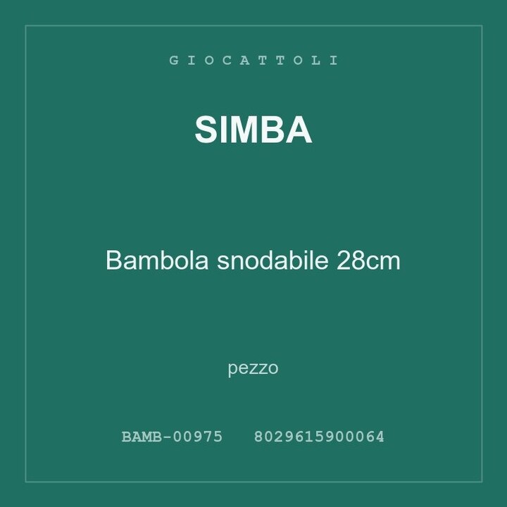 Simba Bambola snodabile 28cm — conf. 2 pz