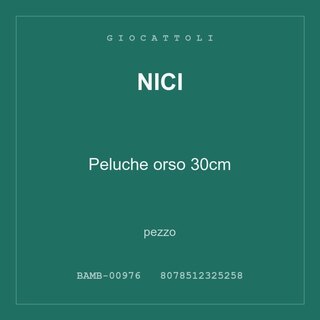 Nici Peluche orso 30cm — conf. 2 pz