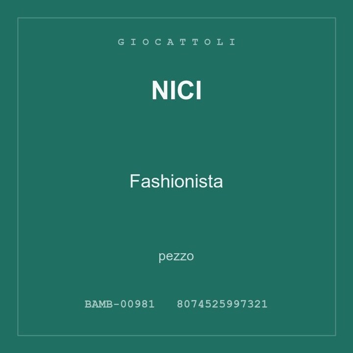 Nici Fashionista — pezzo singolo