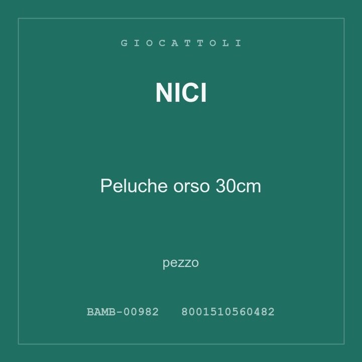 Nici Peluche orso 30cm — conf. 3 pz