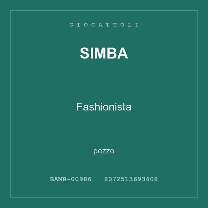 Simba Fashionista — pezzo