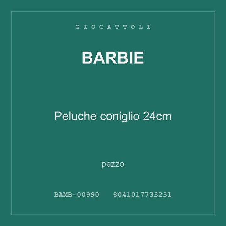 Barbie Peluche coniglio 24cm — conf. 12 pz