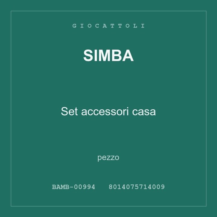 Simba Set accessori casa — conf. 4 pz