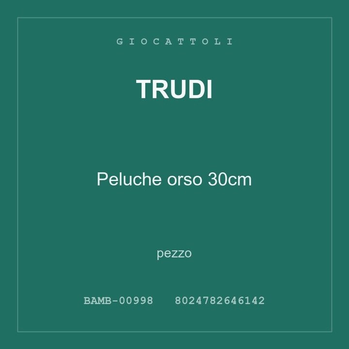 Trudi Peluche orso 30cm — pezzo