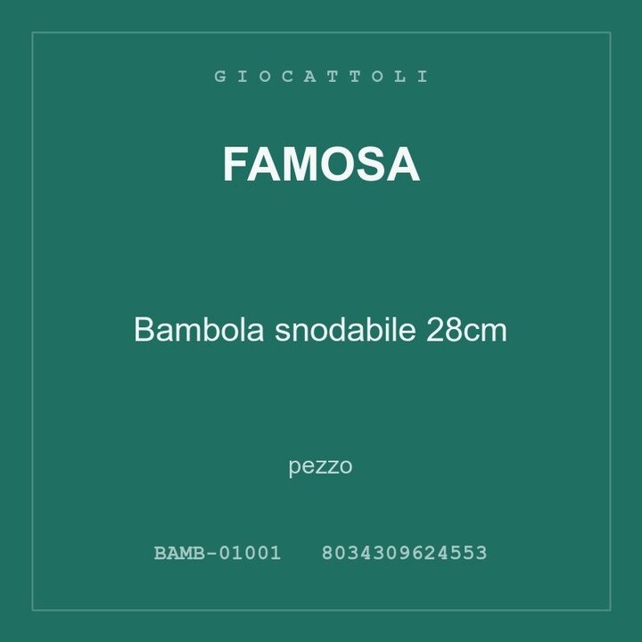 Famosa Bambola snodabile 28cm — conf. 6 pz