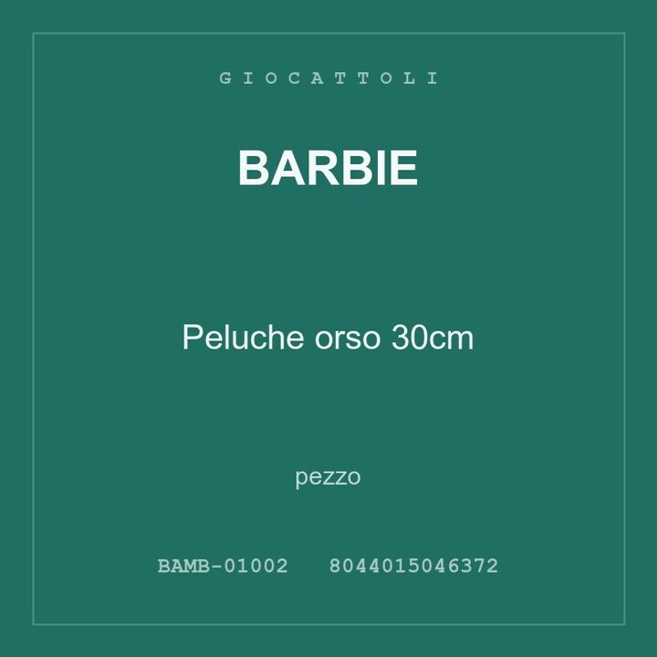 Barbie Peluche orso 30cm — conf. 8 pz