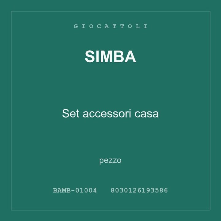 Simba Set accessori casa — conf. 6 pz