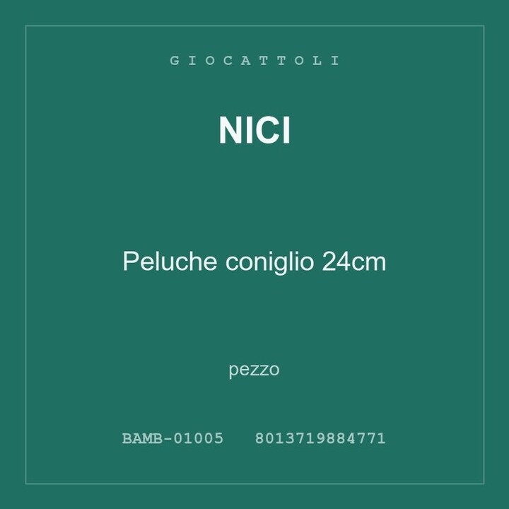 Nici Peluche coniglio 24cm — conf. 4 pz